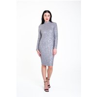Grey Sequin High Neck Bodycon Dress