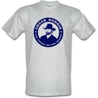 Chuck Norris Can Outrun His Own Shadow male t-shirt.