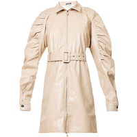 Bia Beige Faux Leather Zip Up Dress