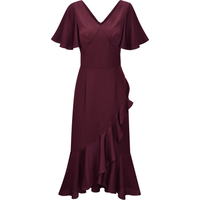 Eden Burgundy Satin Midi Dress