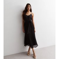 Black Cami Top Pleated Midi Dress