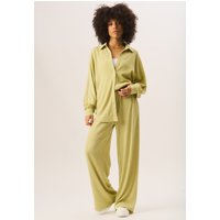 Sage Green Textured Pull On Wide Leg Trousers
