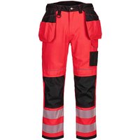 Portwest PW3 Hi Vis Holster Pocket Work Trousers Red / Black 34" 31"