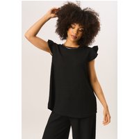 Black Frill Sleeves Textured Oversized Top