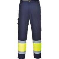 Portwest Hi Vis Two Tone Combat Trousers Yellow / Navy 2XL 32"