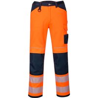 Portwest PW34 Hi Vis Work Trousers Orange / Navy 42" 29"