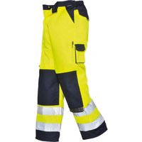 Portwest Lyon Hi Vis Work Trousers Yellow / Navy XL 34"