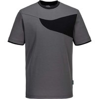 Portwest PW2 Mens Cotton Comfort T Shirt Zoom Grey / Black 3XL