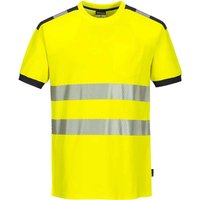Portwest PW3 Hi Vis Cotton Comfort Short Sleeve T Shirt Yellow / Grey 2XL