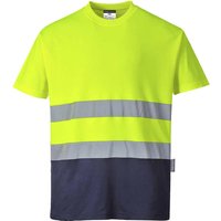 Portwest Hi Vis Cotton Comfort Contrast Short Sleeve T Shirt Yellow / Navy L