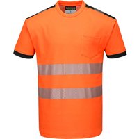 Portwest PW3 Hi Vis Cotton Comfort Short Sleeve T Shirt Orange / Black L