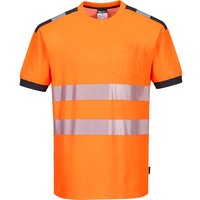 Portwest PW3 Hi Vis Cotton Comfort Short Sleeve T Shirt Orange / Grey 2XL