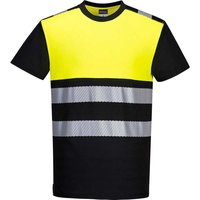 Portwest PW3 Hi Vis Cotton Comfort Class 1 Short Sleeve T Shirt Black / Yellow 2XL