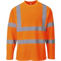 Portwest Mens Hi Vis Cotton Comfort Long Sleeve T Shirt Orange L