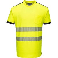 Portwest PW3 Hi Vis Cotton Comfort Short Sleeve T Shirt Yellow / Black M