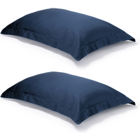 Pair of Navy Oxford Organic Cotton Sateen Weave Pillowcases