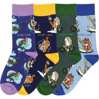 The Sporty Animals 4 Pack Bamboo Sock Set | UK Adult 4-7