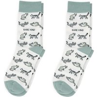 Green Cat Pet Pair Bamboo Sock Set | UK Adult 4-7 & 7-11