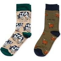 Green Cow Bundle of 2 Bamboo Sock Set | UK Adult 4-7