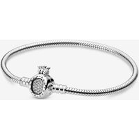 Pandora 598286CZ-17 Moments Crown O Clasp Snake Chain Bracelet