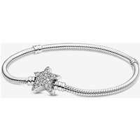 Pandora 599639C01-17 Moments Asymmetric Star Clasp Snake Chain Bracelet