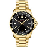 Movado 2600145 Series 800 Black Dial Yellow Gold PVD Men's Watch