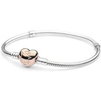 Pandora 580719 Moments Silver Bracelet with Rose Heart Clasp 17 cm