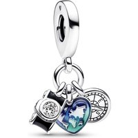 Pandora Camera, Heart & Compass Triple Dangle Charm
