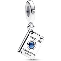 Pandora Passport sterling silver dangle with clear cubic zirconia