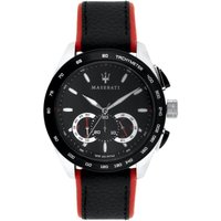 Maserati Traguardo Black Dial Black Leather Strap Men's Watch