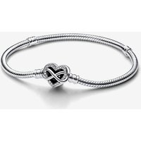 Pandora Moments Sparkling Infinity Heart Clasp Snake Chain Bracelet 17 cm