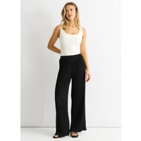 Black Plisse Loungewear Wide Leg Trousers