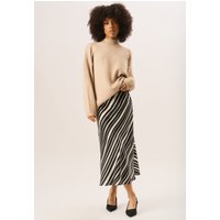 Black Bias Stripe Midi Skirt