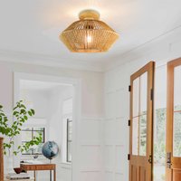 Rustic Hemp Rope Flush Ceiling Light – Handwoven Rattan Fixture for Hallways & Entryways