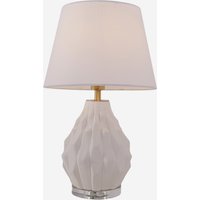 3D Pure White Polygonal Textured Ceramic Table Lamp with Fabric Shade