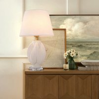 3D Pure White Pod Threaded Ceramic Table Lamp with Fabric Shade