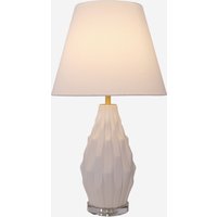 3D Pure White Polygonal Textured Ceramic Table Lamp with Fabric Shade