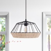 Rustic Dining Room Woven Rattan Paper Rope Iron Chandelier for Kitchen Aisle Reading Corner