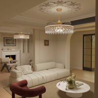 Elegant Quiet Gold Crystal Ceiling Fan with Light, 6-Speed Control & Dimmable Eye-Care Lighting