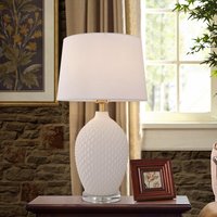 3D Pure White Diamond Embossed Relief Pattern Ceramic Table Lamp