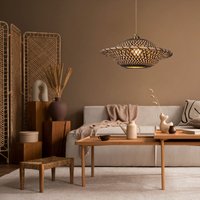 Handcrafted Elegant Natural Black Bamboo Pendant Light