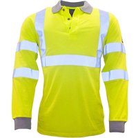 Modaflame Mens Flame Resistant Hi Vis Polo Shirt Long Sleeve