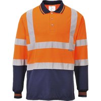 Portwest Mens Hi Vis Contrast Polo Long Sleeve Shirt