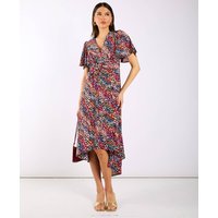 Multicoloured Animal Ruche Midi Dress | Clothing Size: 10