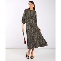 Black Spotty 3/4 Sleeve Midi Dress | Clothing Size: 10