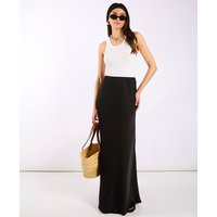 Black Satin Maxi Slip Skirt | Clothing Size: 10