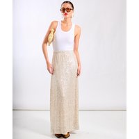 Cream Sequin Midaxi Skirt | Clothing Size: 10