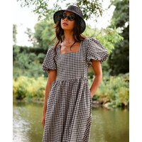Black Gingham Midi Dress | Clothing Size: 8