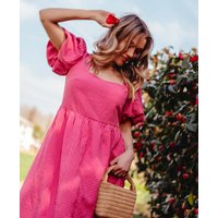 Pink Gingham Midi Dress | Clothing Size: 12