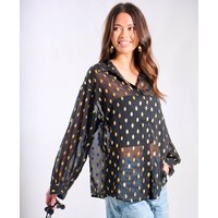 Black Foil Chiffon Oversize Shirt | Clothing Size: 10